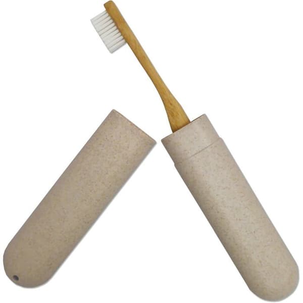 Tandborstfodral - Set om 2 - Vetestrå - Reseskydd - Grön och Vit - 20,5 cm