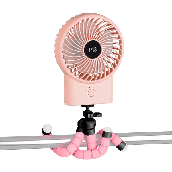 2000mAh blekksprutvifte, bærbar håndholdt vifte, multifunksjonell holder, skrivebordsvifte Pink