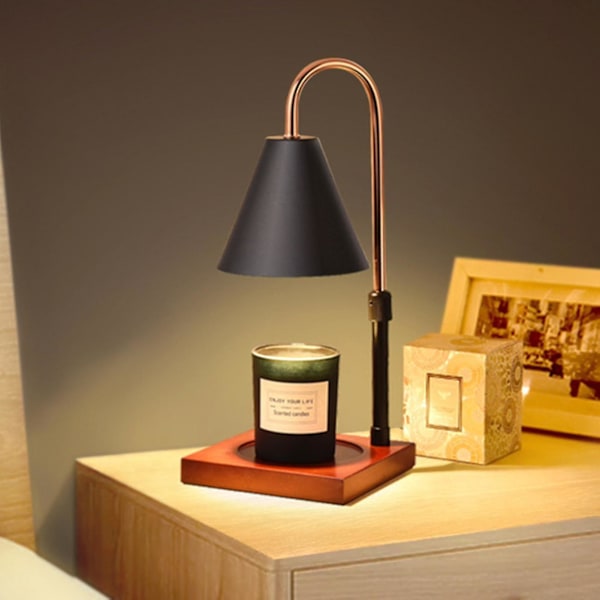 Dimbar Lysvarmer Lampe Lys Smelter Bordlampe Duftlys Holder For Krukke Lys Voks Smelting-hy Log   Black Cover