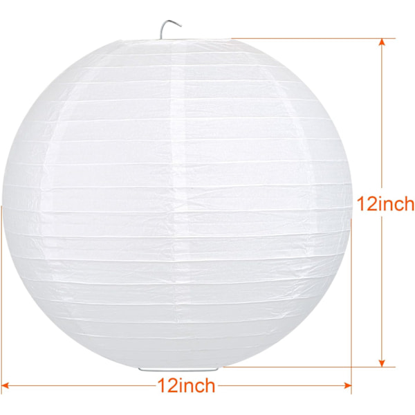10 stk. Papirlangerner Hvide Runde Papirlangerner, Bryllup Have Bryllupsfest Dekoration 12 inch