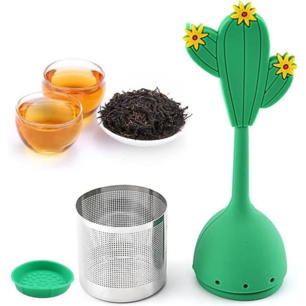 Tekule, gjenbrukbar tesil, tesil i silikon, kaktusformet duftende tefilter, te-diffuser for løs te