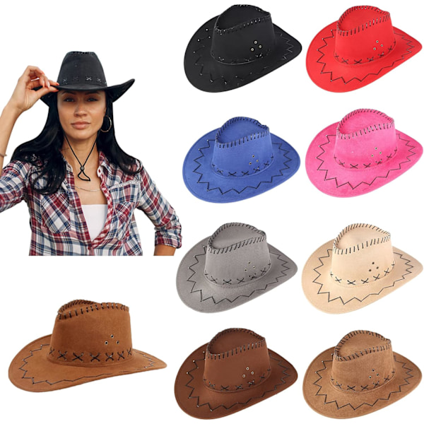 Cowboy-hattu Nahka Cowboy-hattu Laaja Reuna Western Cowboy-hatut Aito Gunslinger-hattu Huopa Cowboy-hattu Miehille Naisille A-white