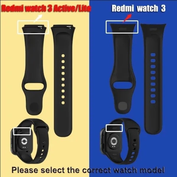 Håndleddsrem for Xiaomi Redmi Watch 3 Myk silikon erstatningsarmbånd Fargebånd for Redmi Watch3 Active Armbånd 5