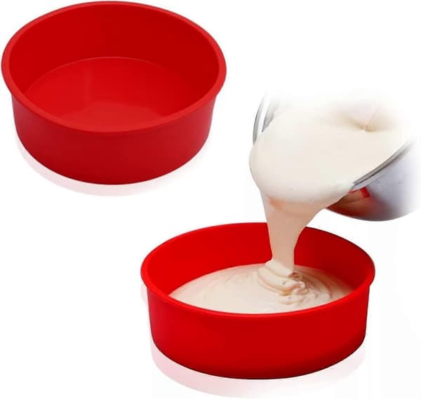 Silikon Kakformar, 2-pack 15 cm Rund Silikon Kakform Silikon Kakformar, Nonstick & Snabb Frigöring Silikon Bakformar Silikon