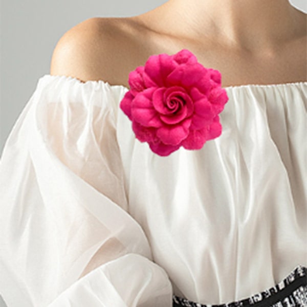 Kameliablom Broscher Kavaljersnålar Spetsblommor Brosch Klassisk för Bröllopsfest Dans Bankett för Kvinnor Damer Elegant Rose red