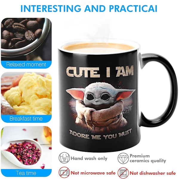 SSRGV Varmefargeendrende krus, WmanCok 11 oz magisk keramikkrus for kaffe te melk, YoDa Baby-bilde avslørt når varm væske tilsettes