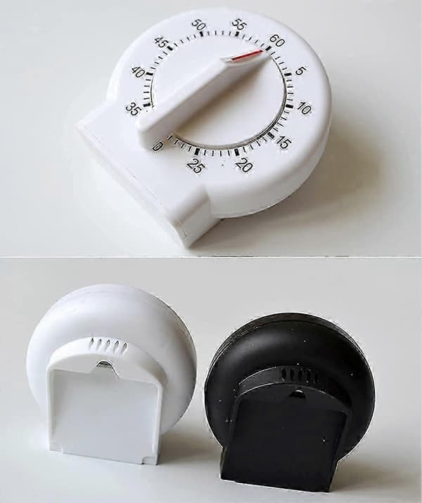 Kjøkken Timer, Lettlest 60 Minutters Mekanisk Timer (hvit)