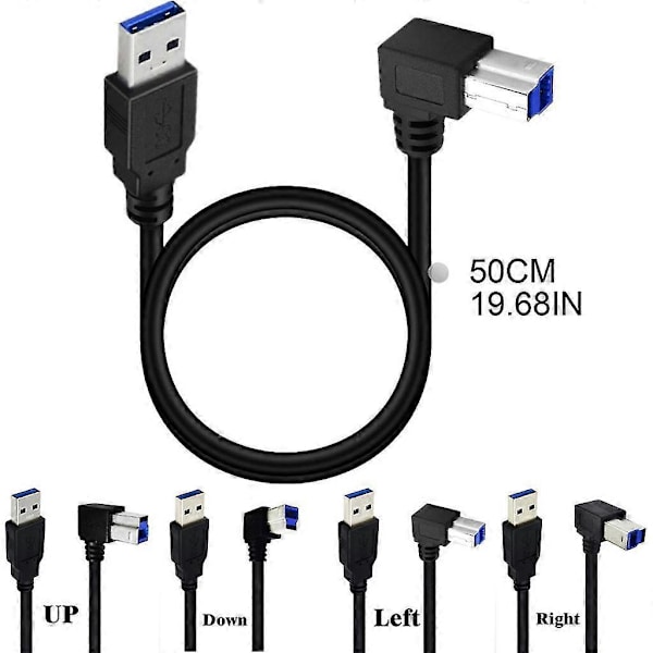 USB3.0 Kabel A Han til B Han 90 Graders Vinkel USB3.0 Printerkabel Bend down