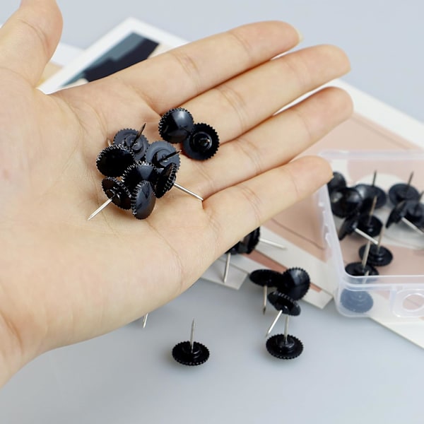 50 stk. Sorte Push Pins Gear Tommelknapper til vægophæng Tegningsstifter Stålspids Korktavle Push Pins Dekorative Tommelknapper Poster Pins til vægkort