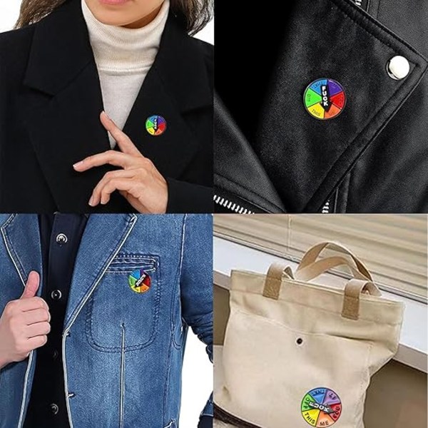 4 Färgglada Skivspelare Pin Badge Roterande Emalj Broscher Lyckohjul Badge Söt Emalj Pins Badge Rolig Emalj Badge Badge Jacka Badge Väskor Brosch