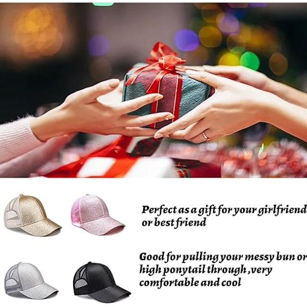 Visor Kasket, Sommer Glitter Hestehale Kasket Mesh Hat Casual Justerbar Sport Kasket Baseball Kasket til Kvinder Piger Pink
