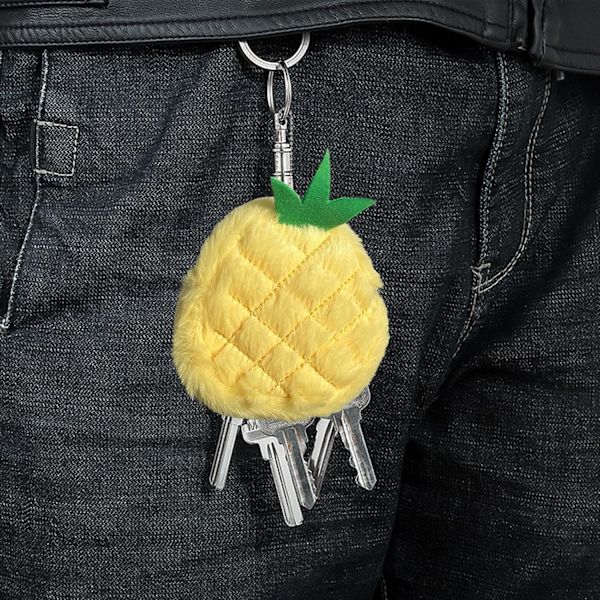 Møntpung Lille Tegnebog Plys Frugt Møntpung, Lille Blød Møntpung, Plys Taske Vedhæng, Slidstærk, Multifunktionel, Moderigtig, Passer til Kort, Nøgle Pineapple