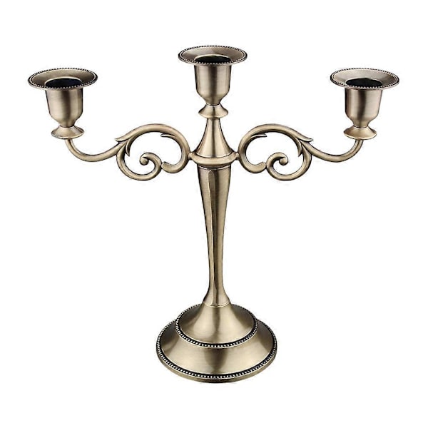 3 Ljusstake Pillar Ljusstake Matsalsrekvisita- Bronze
