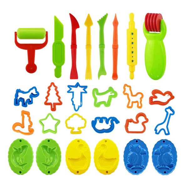 26 osaa Play Dough -työkaluja ja -tarvikkeita, erilaisia muotteja, rullat, leikkurit, opetuslelu lapsille, satunnainen väri