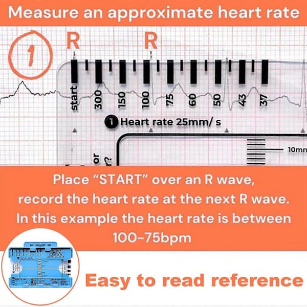 EKG 7-stegs Linjal, EKG Linjal Plastlinjal Mätverktyg