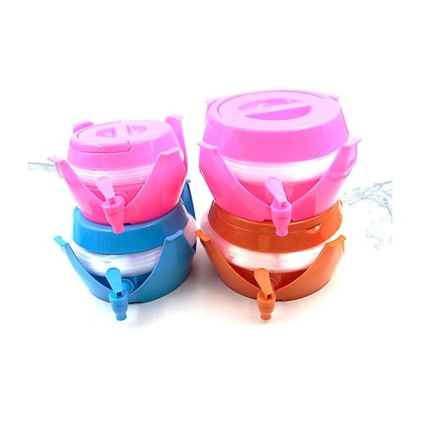 Hopfällbar Vattenhink med Kran för Utomhus Användning, Hopfällbar Plastvattenbehållare för Camping, WELLNGS 3.5L Orange