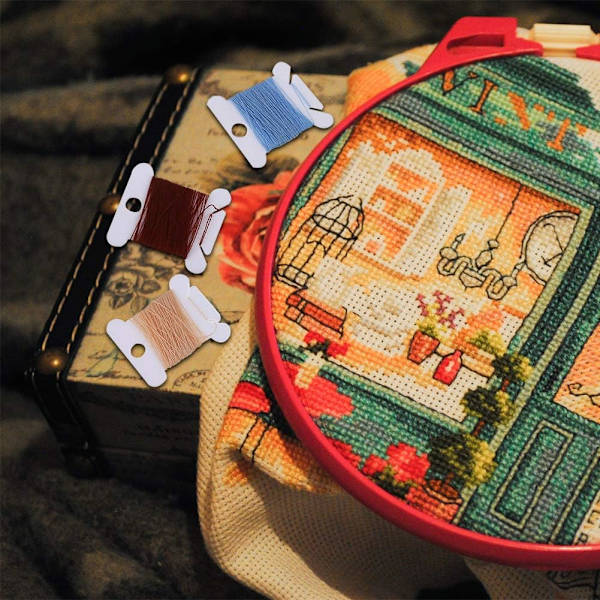 120 stk Plastgarnruller Krysssting Broderitråd Organizer Garnruller Kort for Håndverk DIY Broderi Sylagring Hvit