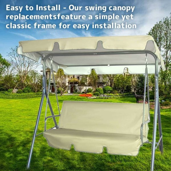 210D Vandtæt Havegynge Replacement Canopy Canopy Gynge Canopy Replacement Solskærm Gyngende Have Anti-UV (Beige, 164*114*15cm) - Tre-personers