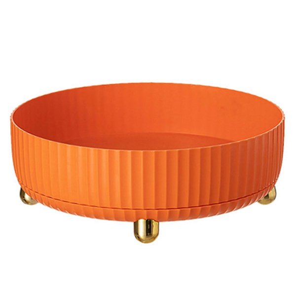 360 Graderande Runda Kryddförvaringsställ Smaksättning/Kosmetikförvaringsplatta för Badrum Köket Orange Large Size
