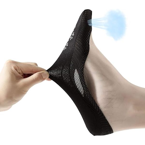 4 par låga No Show Liner strumpor kvinnor andas mesh bomull nylon dolda osynliga strumpor halkfria för båt loafer sneakers 4black