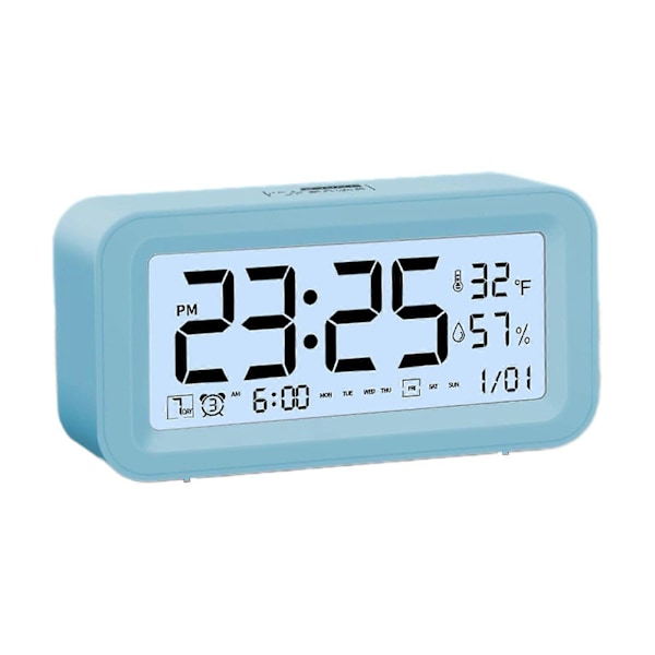 Digital Elektronisk Klocka LED-Display Elektronisk Klocka Stereo Digital Display Snooze Väckarklocka 12/24H Byt Nedräkningstid NUO0430 Blue