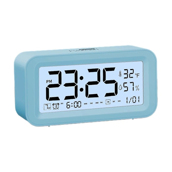 Digitalt Elektronisk Ur LED Display Elektronisk Ur Stereo Digital Display Snooze Alarmur 12/24H Skift Nedtællingstid NUO0430 Blue