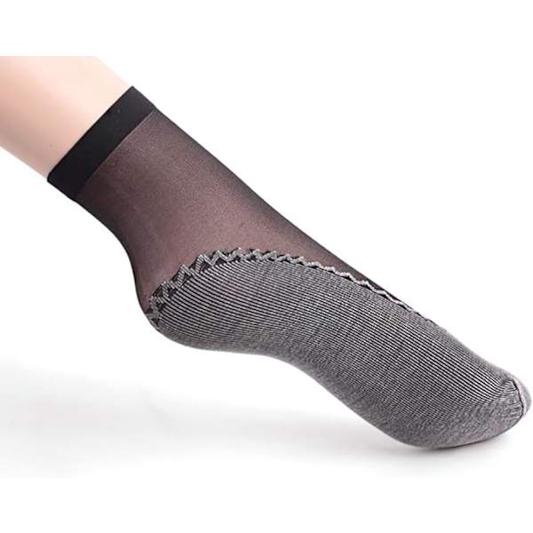 Kvinnors 12 par Silkeslenta Anti-Slip Bomullssula Sheer Ankle High Strumpbyxor Strumpor Förstärkt Tå, Sheer Ankle Nylon Popstrumpor 12 Pairs Black 4-9