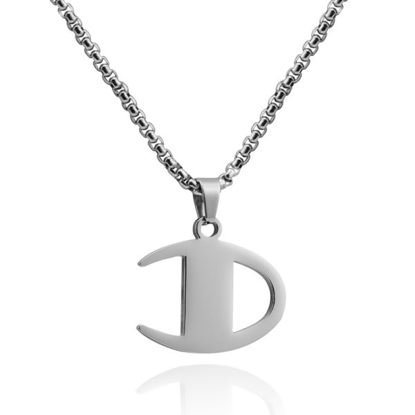 Adjustable Length Men Women Necklace Initial Letter Pendant Cuban Chain Stainless Steel