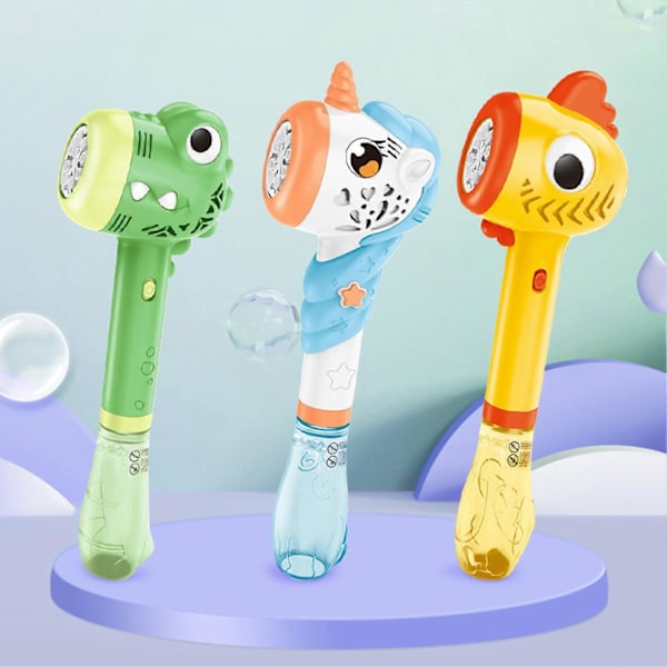 Automatisk Bubbelmaskin Ljudeffekt Färgglatt Ljus Ergonomisk Handhållen 8-håls Underhållning Läcksäker Enhörning Krokodil Bubbelmaskin Sommarleksak Ka Yellow