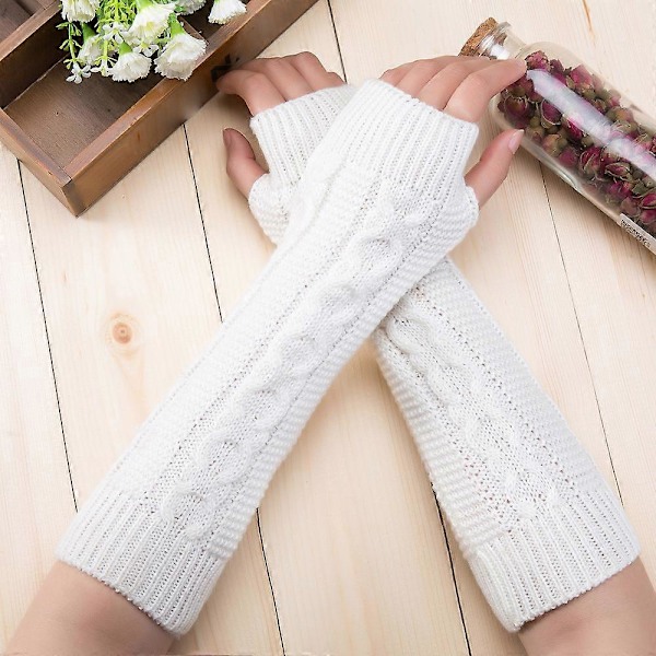 Fashion Unisex Mænd Kvinder Strikkede Fingerløse Vinterhandsker Bløde Varme Votter WH