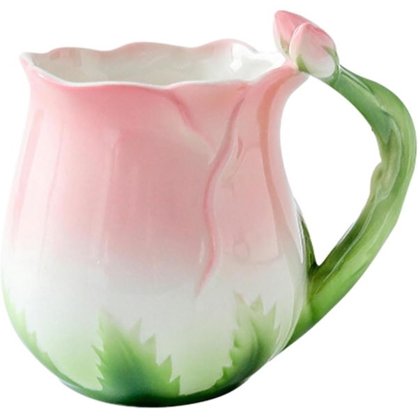 Fargerik Rose Keramisk Kaffe Mark Vannkopp, Tallerken, Plate, Pot Sett for kontor hjem restaurant kafé tehus - Rosa Rose Kanne