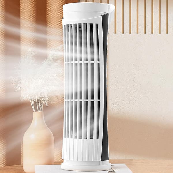 Tyst bladlös elektrisk fläkt, lätt luftkonditioneringsfläkt för sovrum inomhus White