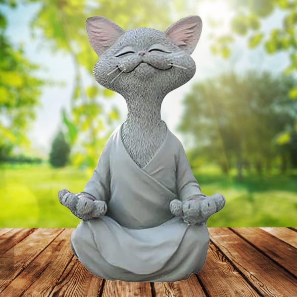 Meditation Statue 18cm Yoga Cat Animal Statue Decorative Resin