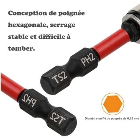 Sæt med 2 1/4\" magnetiske PH2 bits til gipsplader - Positioneringsskruetrækkerbit til gips og gipsvæg - 50 mm