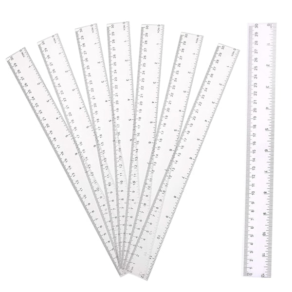 30 cm linjal multipack transparent linjal plastlinjaler 30 cm okrossbar linjal okrossbar metrisk linjal genomskinlig rak linjal mätlinjal verktyg 8pack 30cm