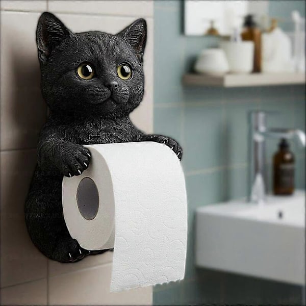 Katttidningshållare, Rolig 3D-kattpappershanddukshållare, Söt dekorativ toalettpappershållare väggmontering för badrum kök, Unika presenter för kattälskare F