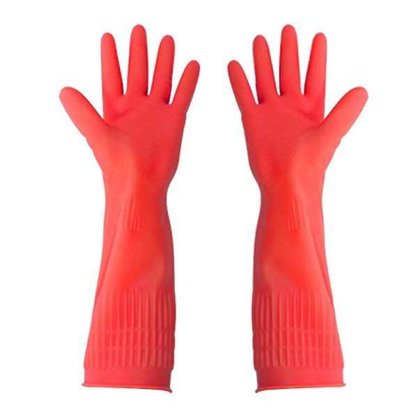 38cm Gummihansker Gjenbrukbare Lange Gummihansker Oppvaskhansker for Kjøkkenhagearbeid Red M
