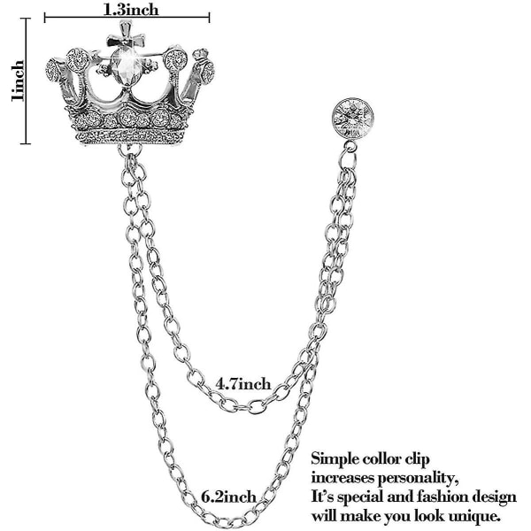 Mænds Brosche Suit Kæde Nål Diamant Krone Badge