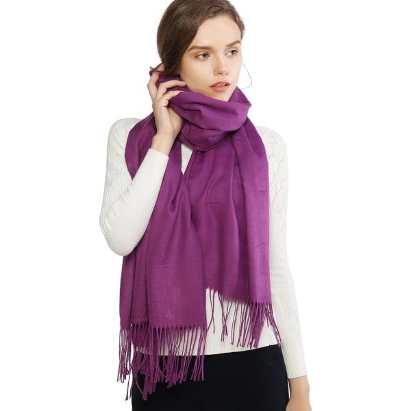 Dame Skjerf Pashmina Sjal og Wraps for Bryllup Skjerf for Kvinner Vinter Purple