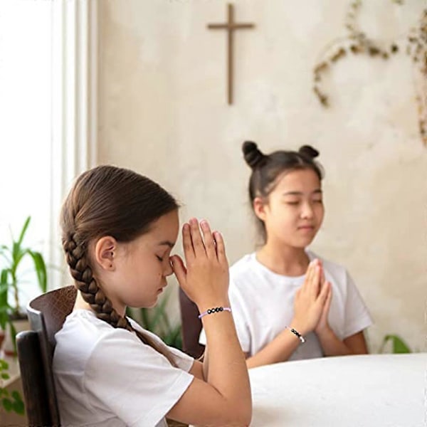Sett med 7 WWJD Armbånd WWJD Perlearmbånd WWJD Armbånd Sett Resin Materiale Black
