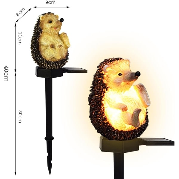Solcellelampe med pindsvin - Havebelysning