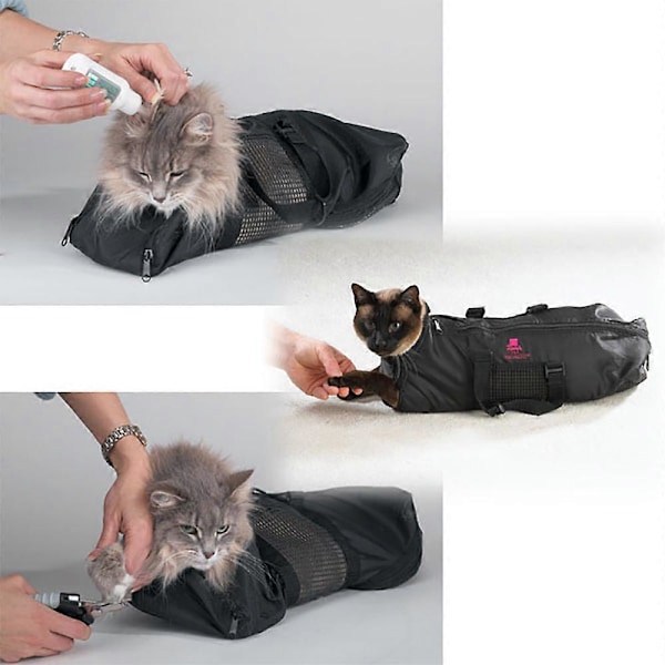 Kraftig Nät Katt Grooming Bad Restraint Väska För Kloklippning