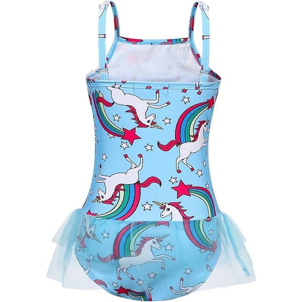 Jente Unicorn Badedrakt Badedrakt Barn Tutu Skjørt Endelt Badetøy Leotard Sommerferie Strandklær Blue 120cm