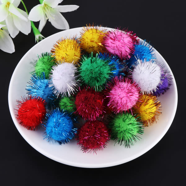 100 stk. 30 mm Mini Fluffy Soft Pom Poms Pompoms Glitter Ball Håndlavede Børnelegetøj DI