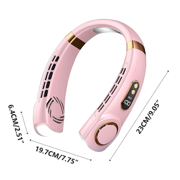2024 Ny Portabel Halsfläkt USB Utomhus Tyst Sport Uppladdningsbar Hög Vindkraft Bladlös Liten Fläkt SZS0867 Pink