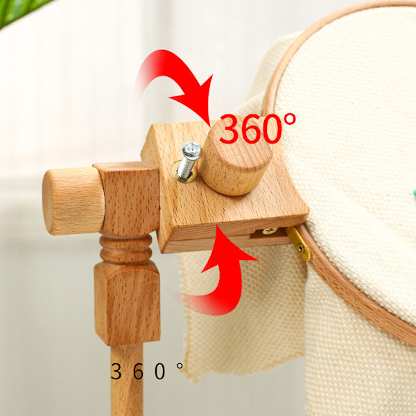 Bordsbroderiram i bokträ, broderiram i trä, broderverktyg för skrivbord, inbyggd broderiram (1 styck)