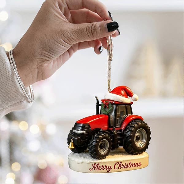 Julgransprydnad Traktor med Tomteluva Charm Festlig Green