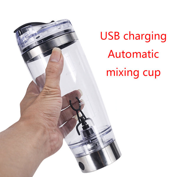 450 ml/600 ml USB-laddningsbar elektrisk mixerkopp, bärbar proteinpulverautomatisk skakflaska, läckagesäker mixer för milkshakes, sockerkaffe 600ml