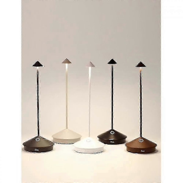 Aluminium LED Bordlampe med Dimmefunksjon, IP54 Beskyttelse, Innendørs/Utendørs Bruk, Lading via Plugg, H29cm, EU-Plugg Brown