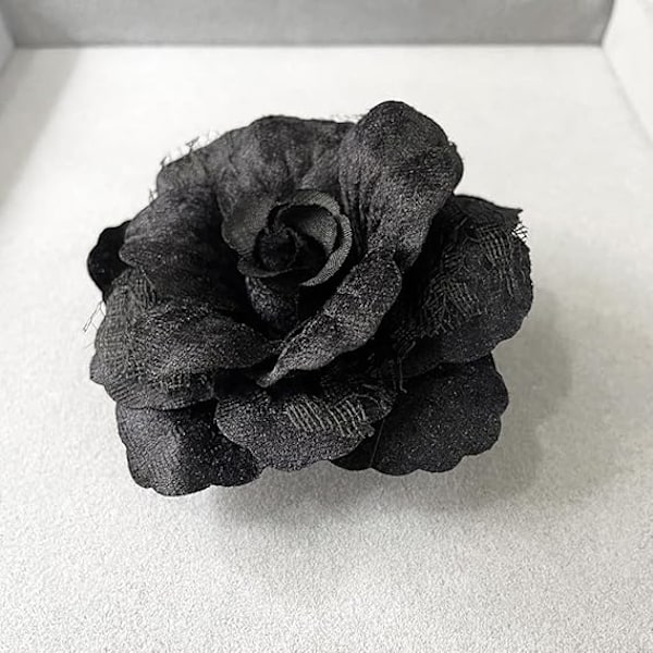 Kamelia Blomst Brosjer Lapel Pins Blonder Blomster Brosje Klassisk for Bryllup Fest Dans Bankett for Kvinner Damer Elegant Black